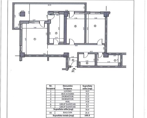 Apartament tip penthouse, 3 camere, Semicentral
